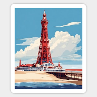 Blackpool Tower Lancashire West Bretton United Kingdom Vintage Travel Tourism Art Sticker